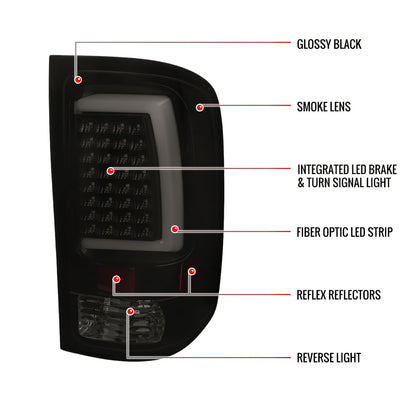 2007-2013 GMC Sierra 1500/ 2007-2014 Sierra 2500HD 3500HD LED Tail Lights (Glossy Black Housing/Smoked Lens)