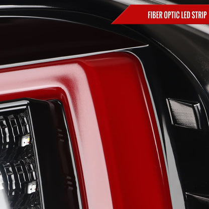 2007-2013 GMC Sierra 1500 / 2007-2014 Sierra 2500HD 3500HD C-Bar LED Tail Lights (Jet Black Housing/Clear Lens)