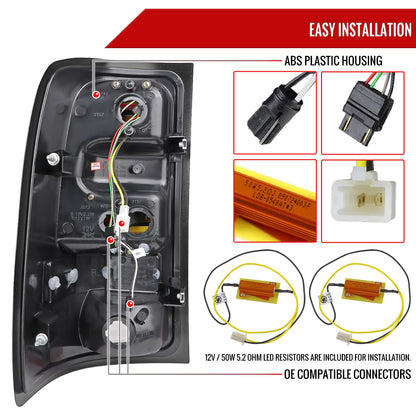 2007-2013 GMC Sierra 1500 / 2007-2014 Sierra 2500HD 3500HD C-Bar LED Tail Lights (Chrome Housing/Smoked Lens)