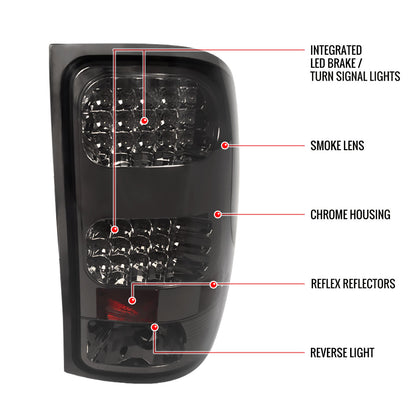 2007-2014 GMC Sierra LED Tail Lights (Chrome Housing/Smoked Lens)