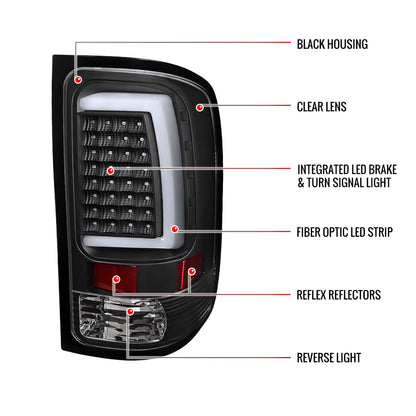 2007-2013 GMC Sierra 1500 / 2007-2014 Sierra 2500HD 3500HD C-Bar LED Tail Lights (Matte Black Housing/Clear Lens)