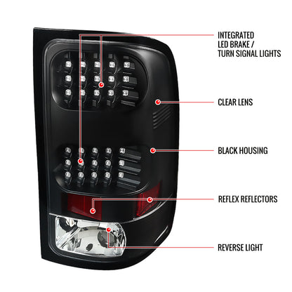 2007-2013 GMC Sierra 1500 / 2007-2014 Sierra 2500HD 3500HD LED Tail Lights - V2 (Matte Black Housing/Clear Lens)
