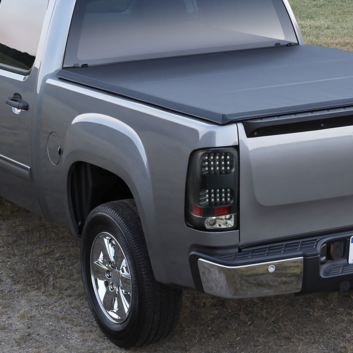 2007-2013 GMC Sierra 1500 / 2007-2014 Sierra 2500HD 3500HD LED Tail Lights - V2 (Matte Black Housing/Clear Lens)