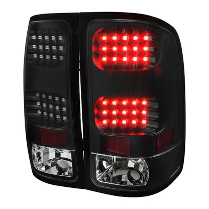 2007-2013 GMC Sierra 1500 / 2007-2014 Sierra 2500HD 3500HD LED Tail Lights - V2 (Matte Black Housing/Clear Lens)