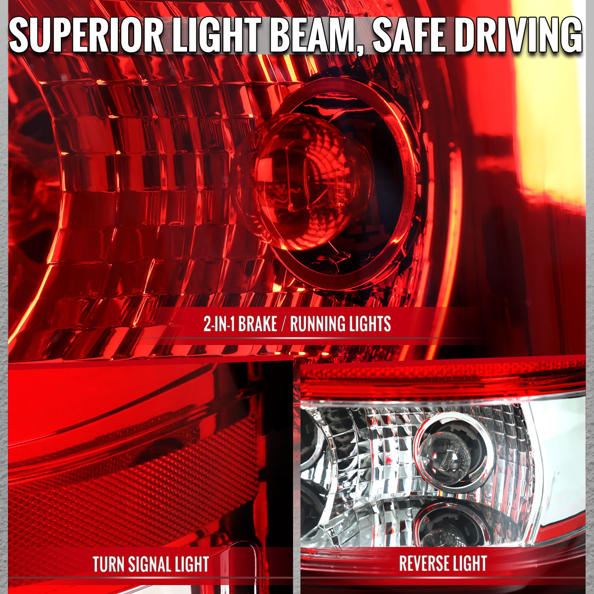 2007-2013 GMC Sierra 1500 / 2007-2014 Sierra 2500HD 3500HD Tail Lights (Chrome Housing/Red Clear Lens) - view 2