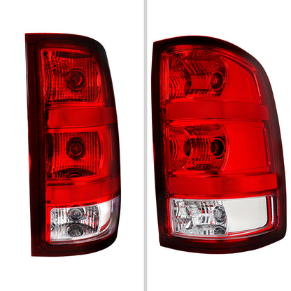 2007-2013 GMC Sierra 1500 / 2007-2014 Sierra 2500HD 3500HD Tail Lights (Chrome Housing/Red Clear Lens) - view 7