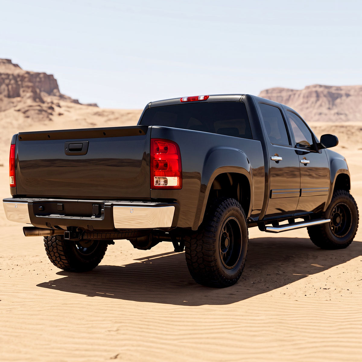 2007-2013 GMC Sierra 1500 / 2007-2014 Sierra 2500HD 3500HD Tail Lights (Chrome Housing/Red Clear Lens) - view 9