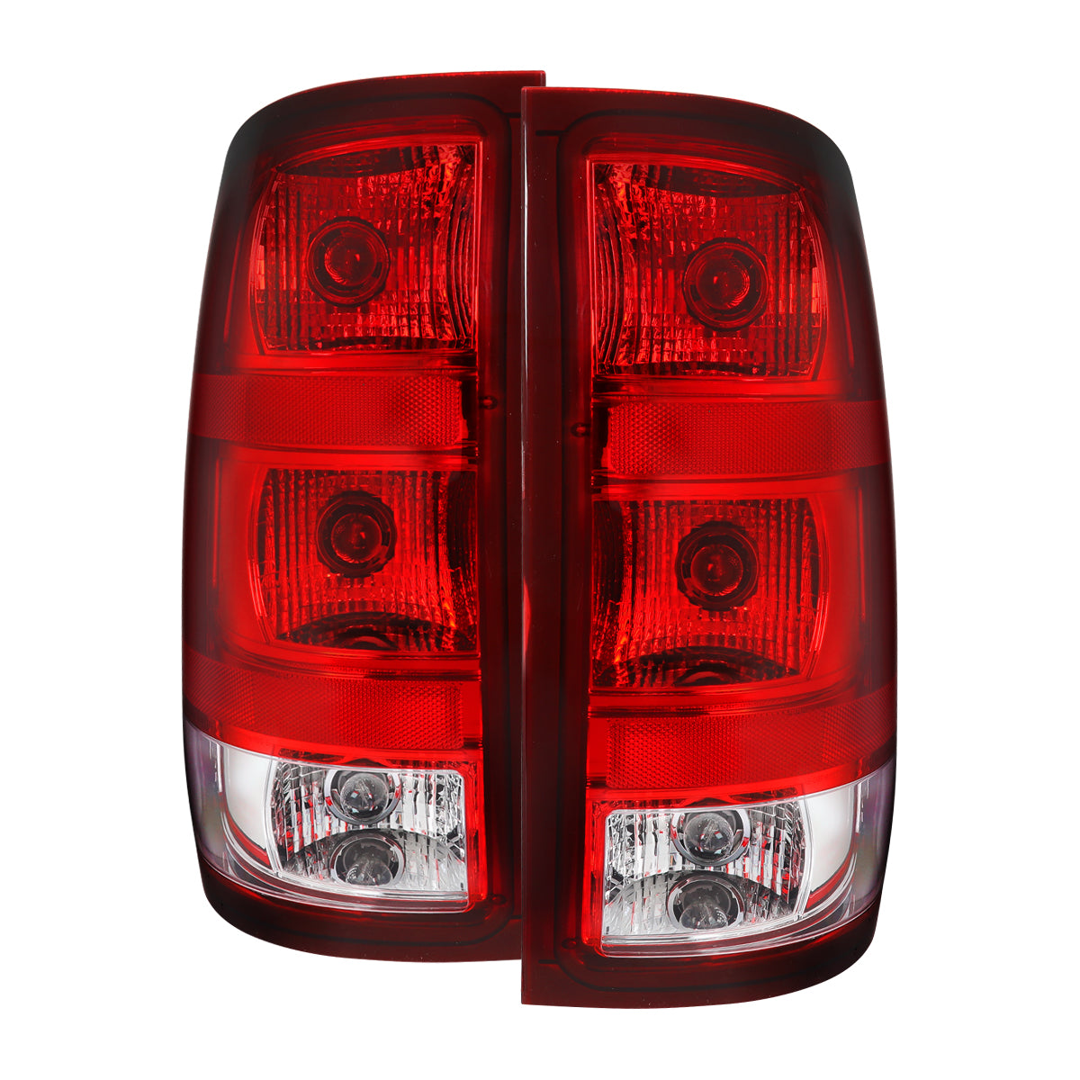 2007-2013 GMC Sierra 1500 / 2007-2014 Sierra 2500HD 3500HD Tail Lights (Chrome Housing/Red Clear Lens)