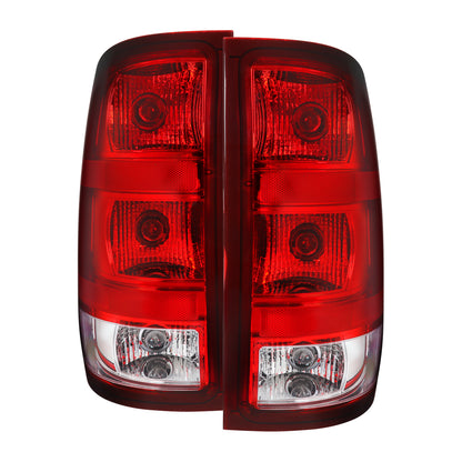 2007-2013 GMC Sierra 1500 / 2007-2014 Sierra 2500HD 3500HD Tail Lights (Chrome Housing/Red Clear Lens)