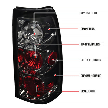 2003-2006 Chevrolet Silverado Tail Lights (Chrome Housing/Smoked Lens)
