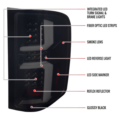 2007-2013 Chevrolet Silverado 1500/ 2007-2014 Silverado 2500HD/3500HD LED Tail Lights with White LED Bar (Glossy Black Housing/Dark Smoked Lens)