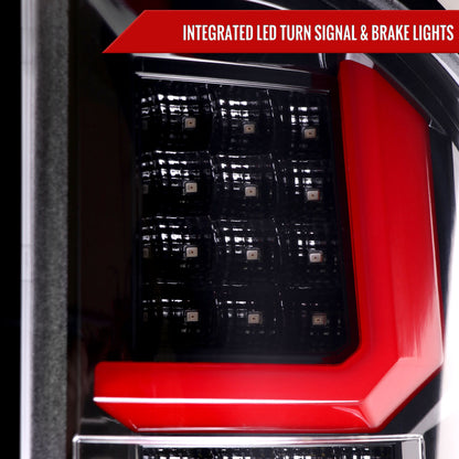 2007-2013 Chevrolet Silverado 1500/ 2007-2014 Silverado 2500HD/3500HD LED Tail Lights with Red LED Bar (Jet Black Housing/Clear Lens)