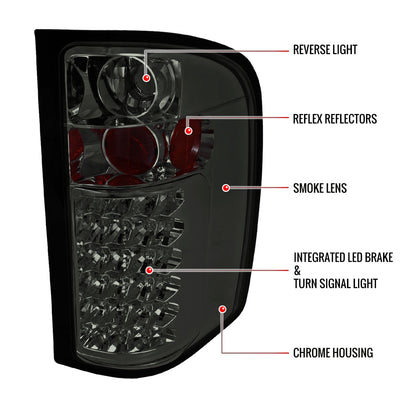 2007-2014 Chevrolet Silverado LED Tail Lights (Chrome Housing/Smoked Lens)
