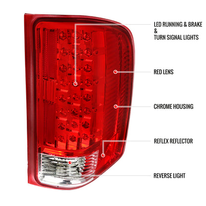 2007-2014 Chevrolet Silverado LED Tail Lights - OZ (Chrome Housing/Red Lens)
