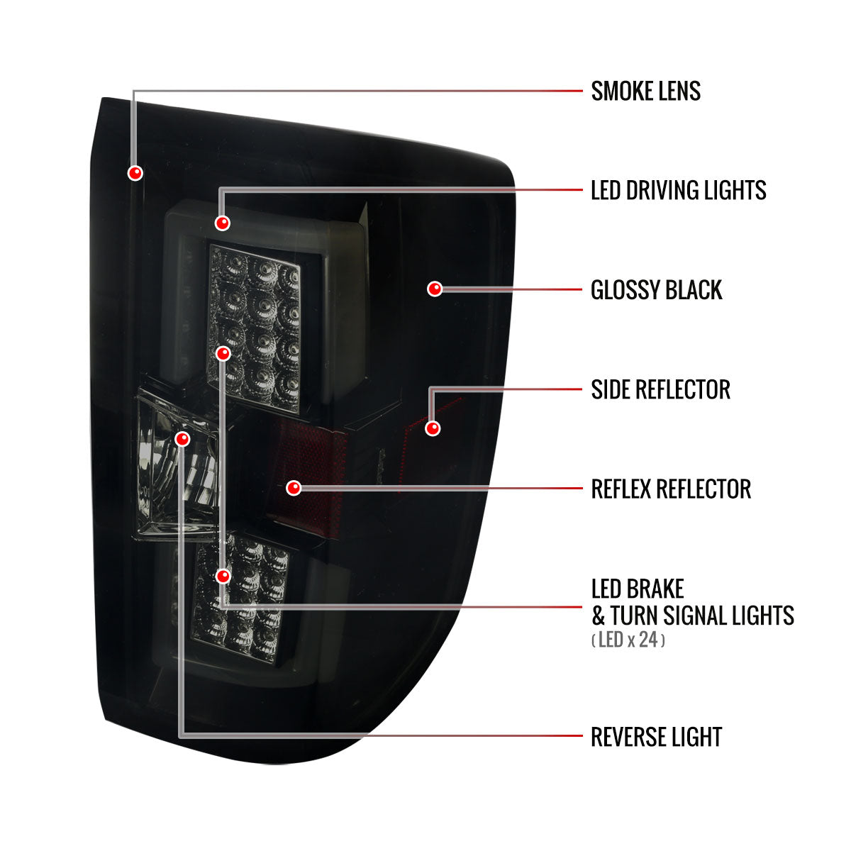 2014-2018 Chevrolet Silverado 1500/ 2015-2019 Silverado 2500HD 3500HD GMC Sierra 3500HD LED Tail Lights (Glossy Black Housing/Smoked Lens)