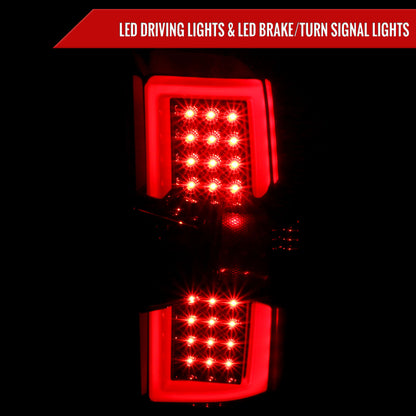 2014-2018 Chevrolet Silverado 1500/ 2015-2019 Silverado 2500HD 3500HD GMC Sierra 3500HD LED Tail Lights (Jet Black Housing/Clear Lens)