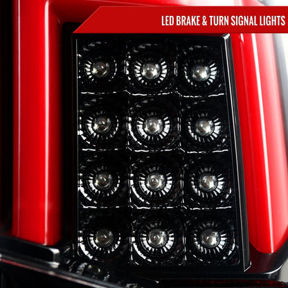 2014-2018 Chevrolet Silverado 1500/ 2015-2019 Silverado 2500HD 3500HD GMC Sierra 3500HD LED Tail Lights (Jet Black Housing/Clear Lens)