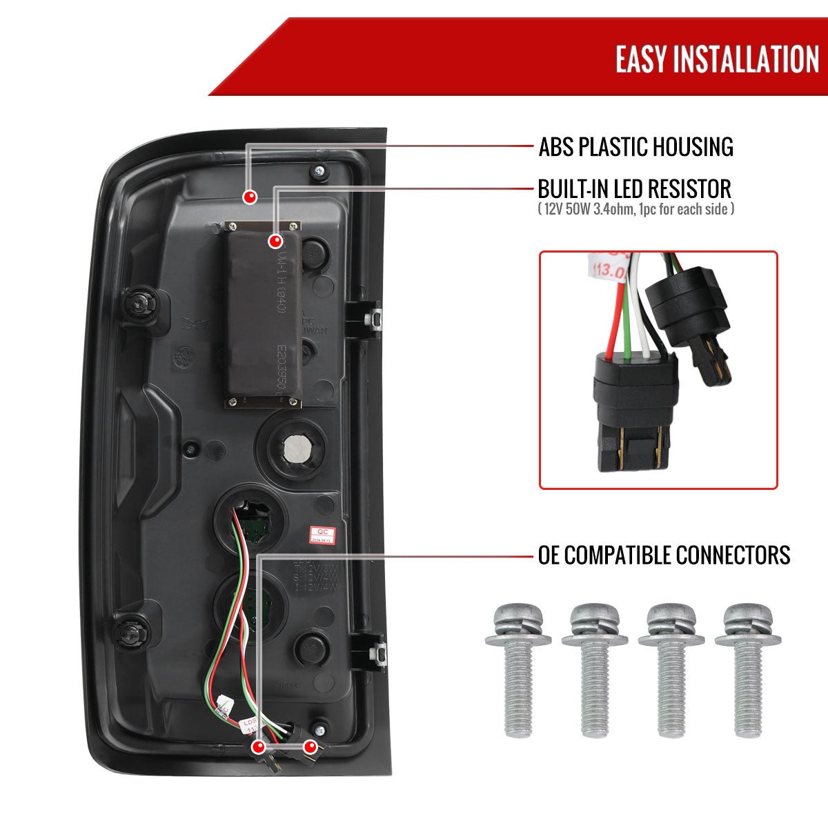 2014-2018 Chevrolet Silverado 1500/ 2015-2019 Silverado 2500HD 3500HD GMC Sierra 3500HD LED Tail Lights (Jet Black Housing/Clear Lens)