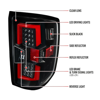 2014-2018 Chevrolet Silverado 1500/ 2015-2019 Silverado 2500HD 3500HD GMC Sierra 3500HD LED Tail Lights (Jet Black Housing/Clear Lens)