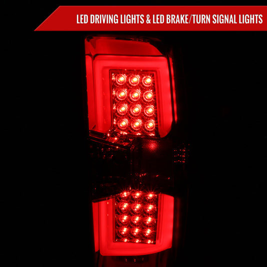 2014-2018 Chevrolet Silverado 1500/ 2015-2019 Silverado 2500HD 3500HD GMC Sierra 3500HD LED Tail Lights (Chrome Housing/Clear Lens)