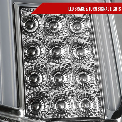2014-2018 Chevrolet Silverado 1500/ 2015-2019 Silverado 2500HD 3500HD GMC Sierra 3500HD LED Tail Lights (Chrome Housing/Clear Lens)