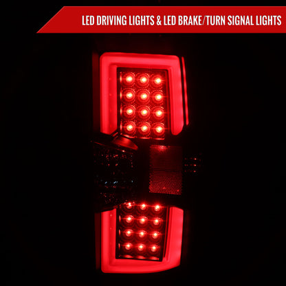 2014-2018 Chevrolet Silverado 1500/ 2015-2019 Silverado 2500HD 3500HD GMC Sierra 3500HD Red Bar LED Tail Lights (Black Housing/Clear Lens)