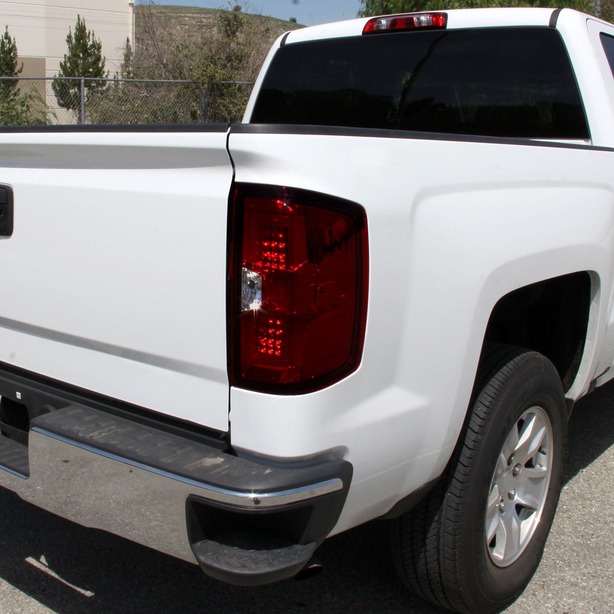 2014-2018 Chevrolet Silverado 1500/ 2015-2019 Silverado 2500HD 3500HD GMC Sierra 3500HD LED Tail Lights (Chrome Housing/Red Smoked Lens)