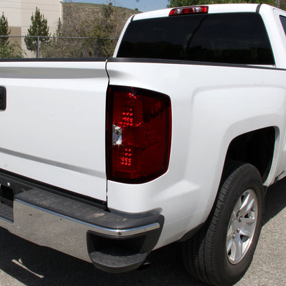 2014-2018 Chevrolet Silverado 1500/ 2015-2019 Silverado 2500HD 3500HD GMC Sierra 3500HD LED Tail Lights (Chrome Housing/Red Smoked Lens)
