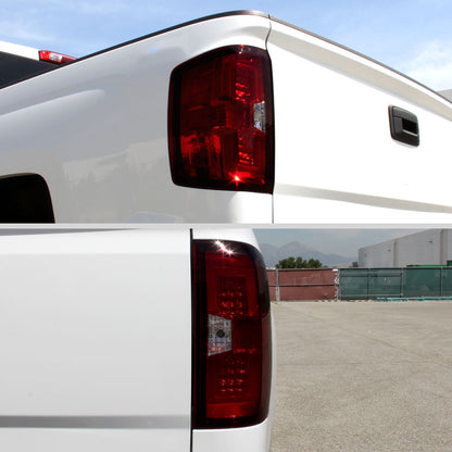 2014-2018 Chevrolet Silverado 1500/ 2015-2019 Silverado 2500HD 3500HD GMC Sierra 3500HD LED Tail Lights (Chrome Housing/Red Smoked Lens)