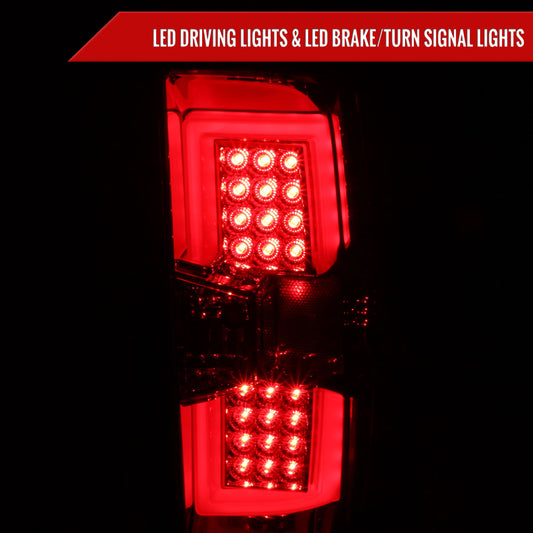 2014-2018 Chevrolet Silverado 1500/ 2015-2019 Silverado 2500HD 3500HD GMC Sierra 3500HD LED Tail Lights (Chrome Housing/Red Lens)