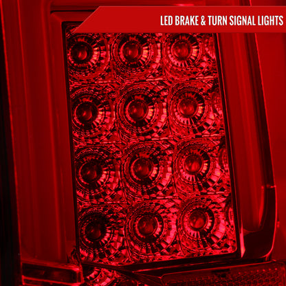 2014-2018 Chevrolet Silverado 1500/ 2015-2019 Silverado 2500HD 3500HD GMC Sierra 3500HD LED Tail Lights (Chrome Housing/Red Lens)