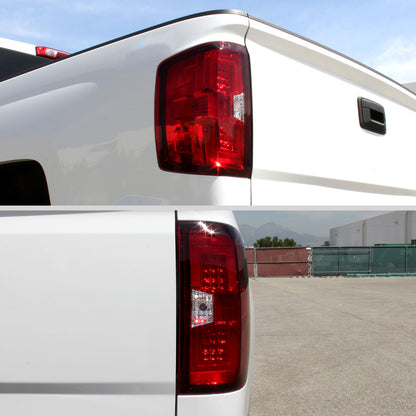 2014-2018 Chevrolet Silverado 1500/ 2015-2019 Silverado 2500HD 3500HD GMC Sierra 3500HD LED Tail Lights (Chrome Housing/Red Lens)