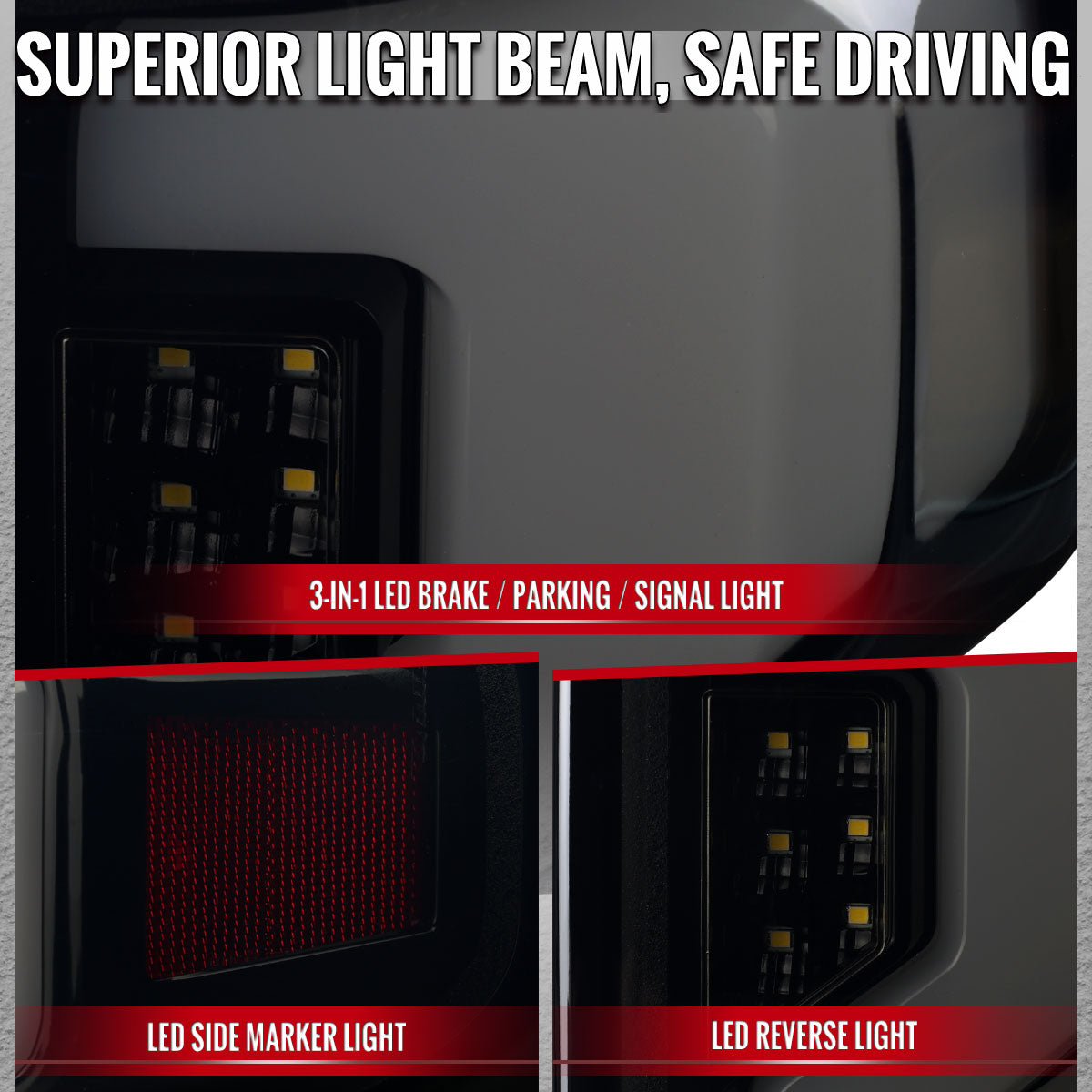 2019-2026 Chevrolet Silverado 1500 Full LED Tail Lights with Sequential Turn Signal for Factory LED Models (Glossy Black Housing/Smoked Lens) - view 3