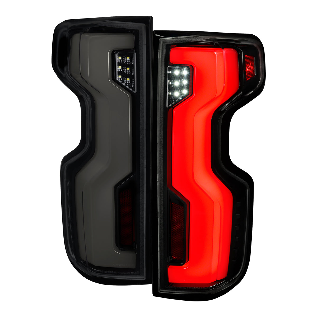 2019-2026 Chevrolet Silverado 1500 Full LED Tail Lights with Sequential Turn Signal for Factory LED Models (Glossy Black Housing/Smoked Lens)