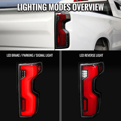 2019-2026 Chevrolet Silverado 1500 Full LED Tail Lights with Sequential Turn Signal for Factory LED Models (Jet Black Housing/Clear Lens) - view 7