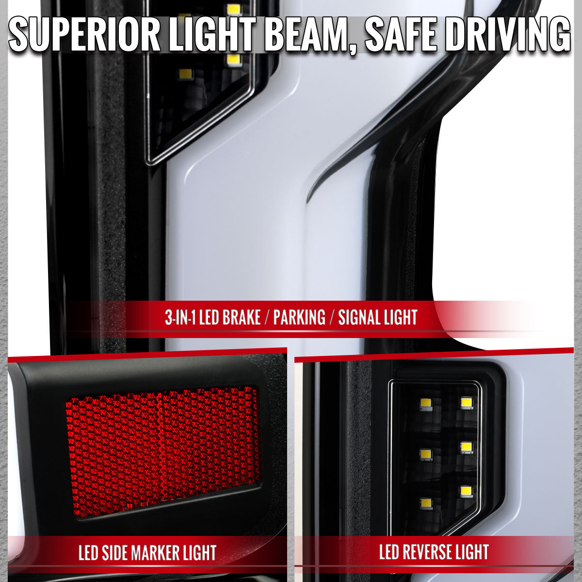 2019-2026 Chevrolet Silverado 1500 Full LED Tail Lights with Sequential Turn Signal for Factory LED Models (Black Housing/Clear Lens) - view 3