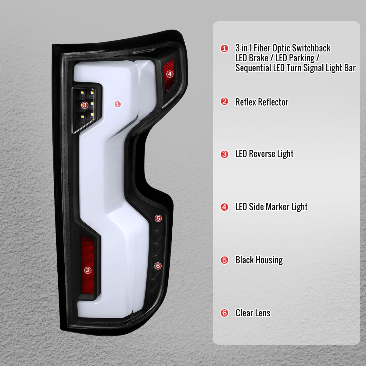2019-2026 Chevrolet Silverado 1500 Full LED Tail Lights with Sequential Turn Signal for Factory LED Models (Black Housing/Clear Lens) - view 4