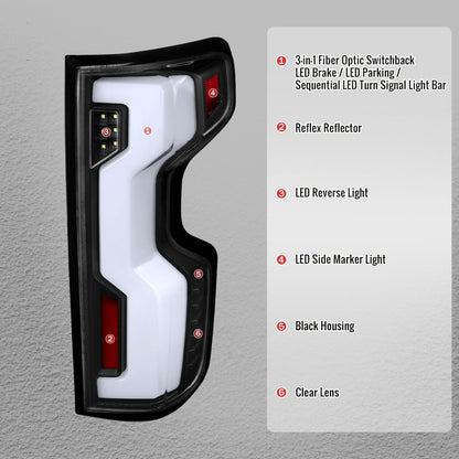 2019-2026 Chevrolet Silverado 1500 Full LED Tail Lights with Sequential Turn Signal for Factory LED Models (Black Housing/Clear Lens) - view 4
