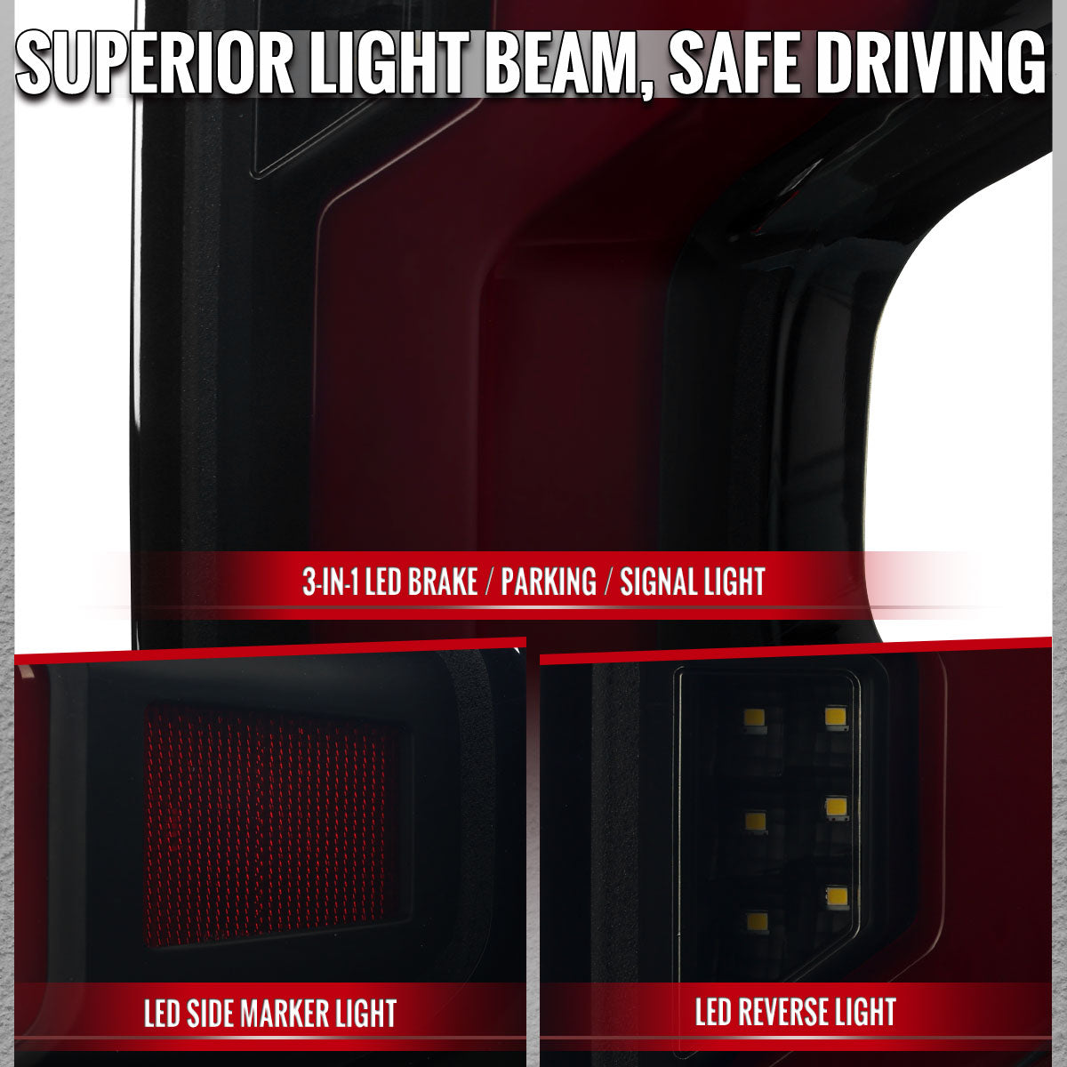 2019-2026 Chevrolet Silverado 1500 Full LED Tail Lights with Sequential Turn Signal for Factory LED Models (Black Housing/Smoked Lens) - view 3