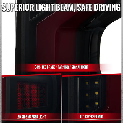 2019-2026 Chevrolet Silverado 1500 Full LED Tail Lights with Sequential Turn Signal for Factory LED Models (Black Housing/Smoked Lens) - view 3