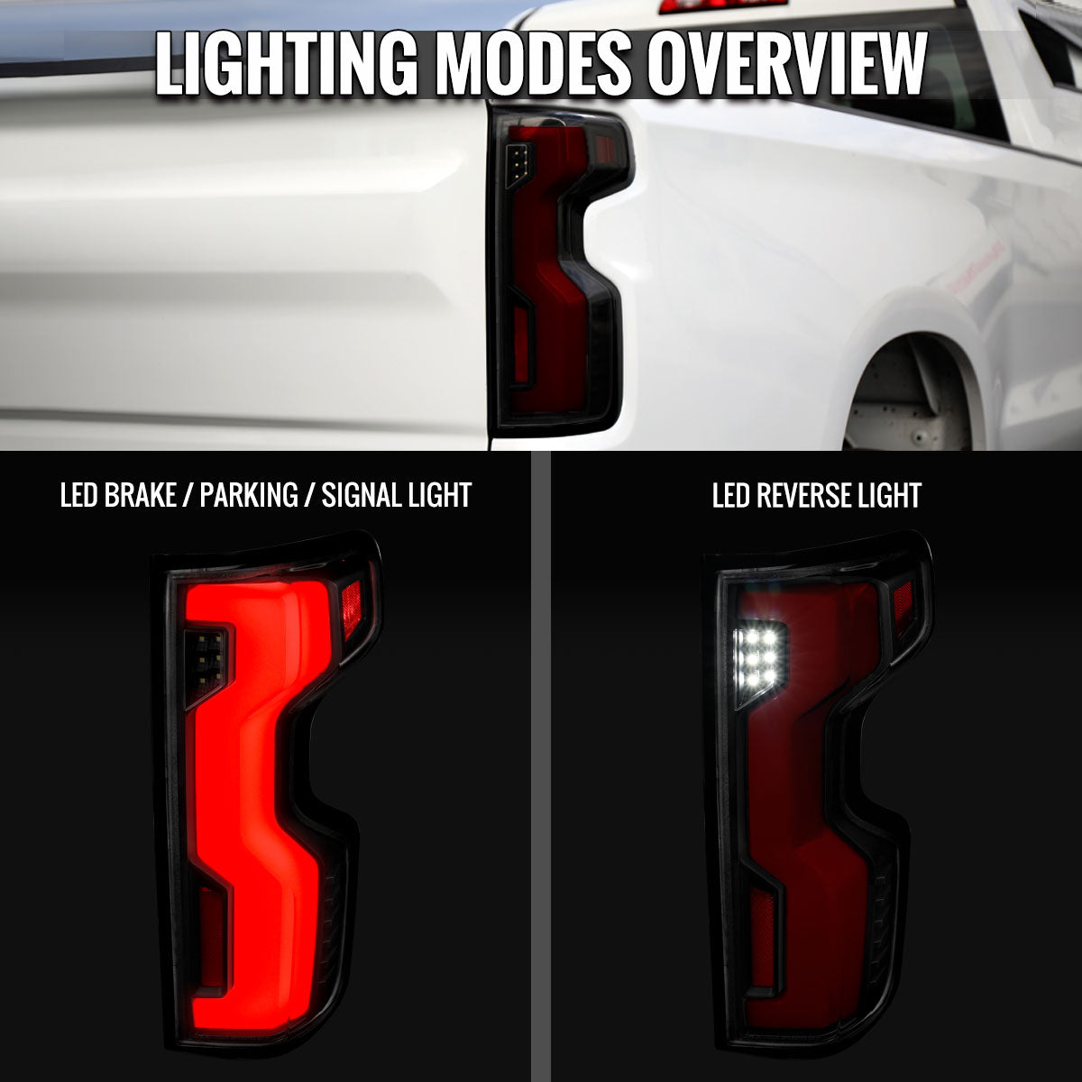 2019-2026 Chevrolet Silverado 1500 Full LED Tail Lights with Sequential Turn Signal for Factory LED Models (Black Housing/Smoked Lens) - view 7