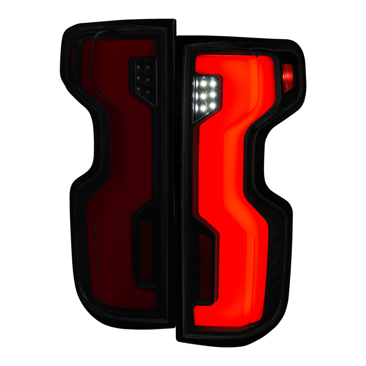 2019-2026 Chevrolet Silverado 1500 Full LED Tail Lights with Sequential Turn Signal for Factory LED Models (Black Housing/Smoked Lens)