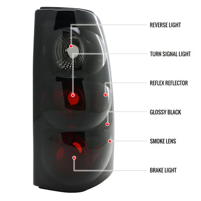1999-2002 Chevrolet Silverado/ 1999-2006 GMC Sierra Tail Lights (Glossy Black Housing/Smoked Lens)