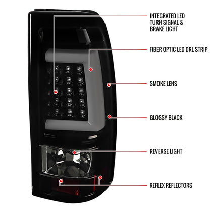1999-2002 Chevrolet Silverado/ 1999-2006 GMC Sierra LED Tail Lights - G2 (Glossy Black Housing/Smoked Lens)
