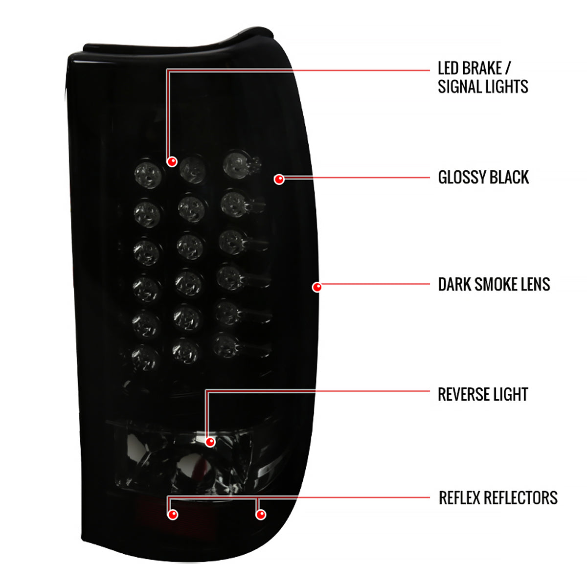 1999-2002 Chevrolet Silverado/ 1999-2006 GMC Sierra LED Tail Lights (Glossy Black Housing/Smoked Lens)