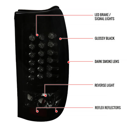 1999-2002 Chevrolet Silverado/ 1999-2006 GMC Sierra LED Tail Lights (Glossy Black Housing/Smoked Lens)