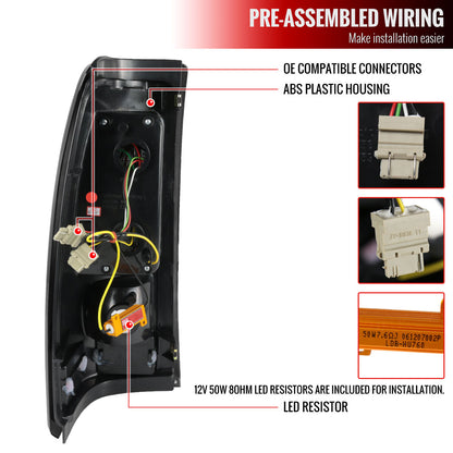 1999-2002 Chevrolet Silverado/ 1999-2006 GMC Sierra LED Tail Lights (Glossy Black Housing/Smoked Lens)