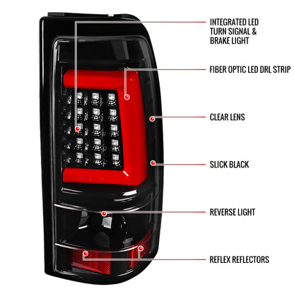 1999-2002 Chevrolet Silverado/ 1999-2006 GMC Sierra LED Tail Lights - G2 (Jet Black Housing/Clear Lens)