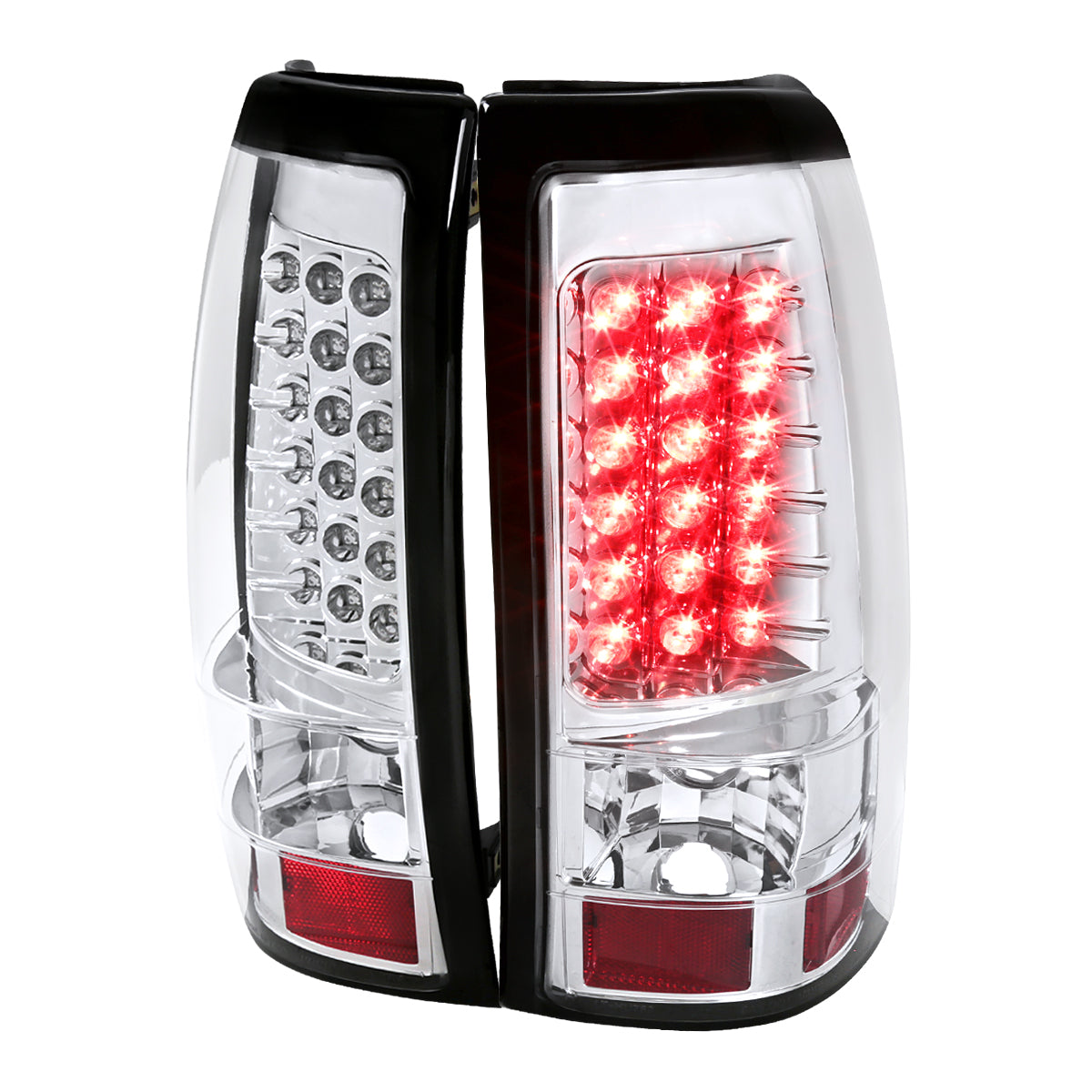 1999-2002 Chevrolet Silverado/ 1999-2006 GMC Sierra LED Tail Lights (Chrome Housing/Clear Lens)