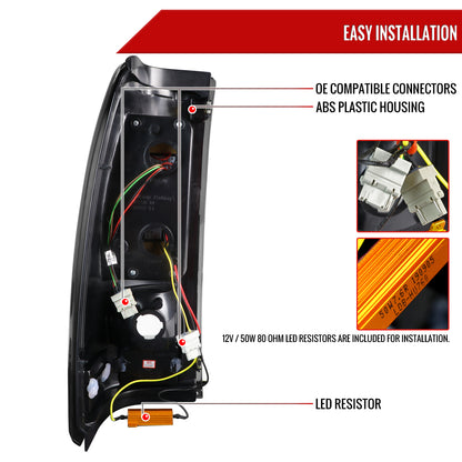 1999-2002 Chevrolet Silverado/ 1999-2006 GMC Sierra LED Tail Lights - G2 (Chrome Housing/Smoked Lens)